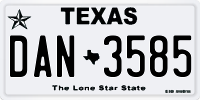 TX license plate DAN3585