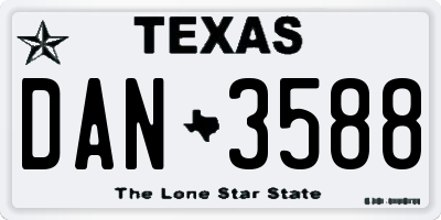 TX license plate DAN3588