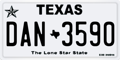 TX license plate DAN3590