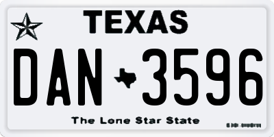 TX license plate DAN3596