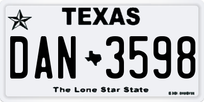 TX license plate DAN3598