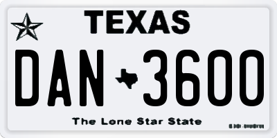 TX license plate DAN3600