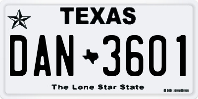 TX license plate DAN3601