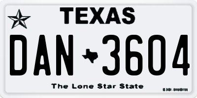 TX license plate DAN3604
