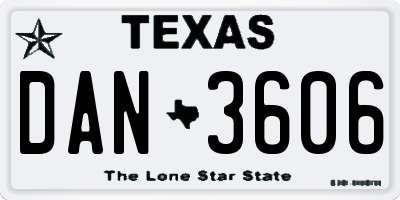 TX license plate DAN3606