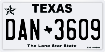 TX license plate DAN3609