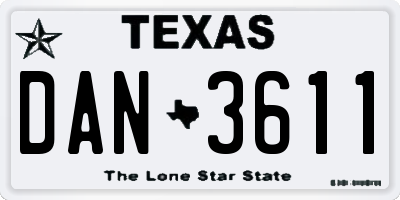 TX license plate DAN3611