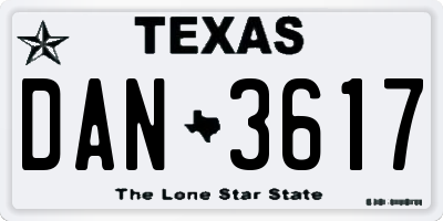 TX license plate DAN3617