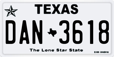 TX license plate DAN3618