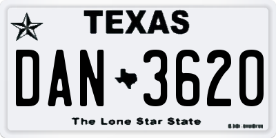 TX license plate DAN3620