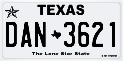 TX license plate DAN3621