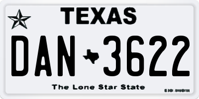 TX license plate DAN3622