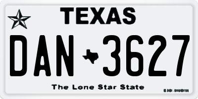 TX license plate DAN3627