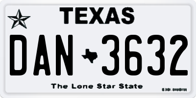 TX license plate DAN3632