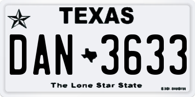 TX license plate DAN3633