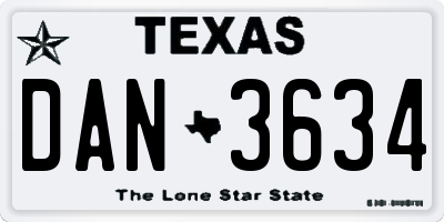 TX license plate DAN3634