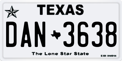 TX license plate DAN3638