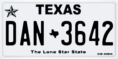 TX license plate DAN3642
