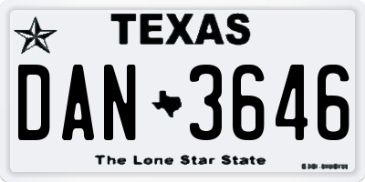 TX license plate DAN3646