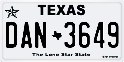 TX license plate DAN3649