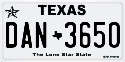 TX license plate DAN3650