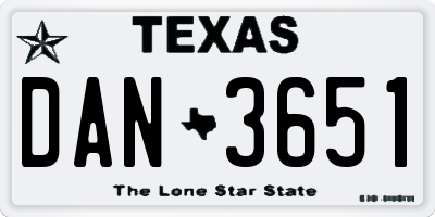 TX license plate DAN3651