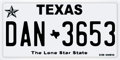 TX license plate DAN3653