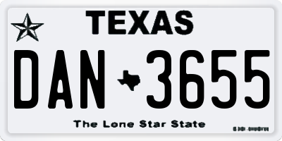 TX license plate DAN3655