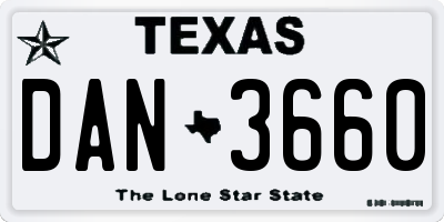 TX license plate DAN3660