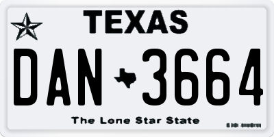 TX license plate DAN3664