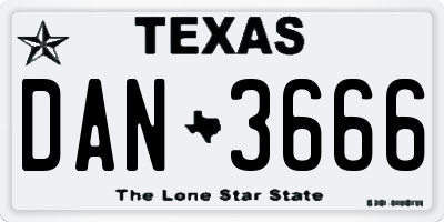 TX license plate DAN3666