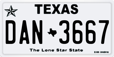 TX license plate DAN3667