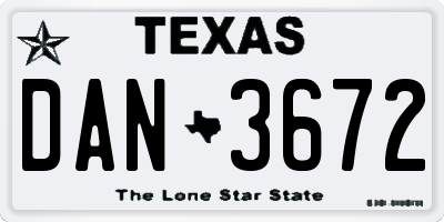 TX license plate DAN3672