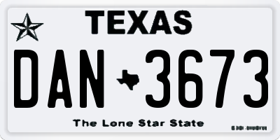 TX license plate DAN3673