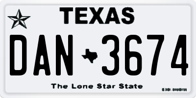 TX license plate DAN3674