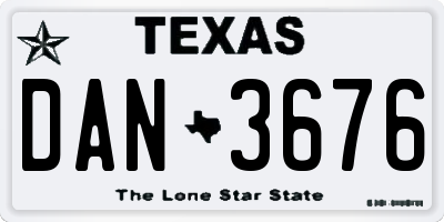 TX license plate DAN3676