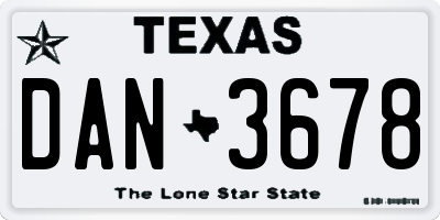 TX license plate DAN3678