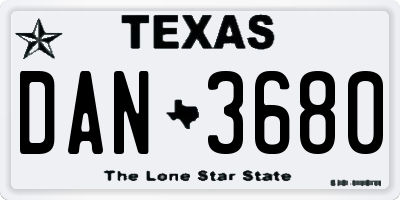 TX license plate DAN3680