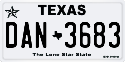 TX license plate DAN3683