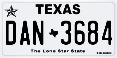 TX license plate DAN3684