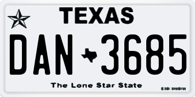 TX license plate DAN3685