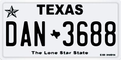 TX license plate DAN3688