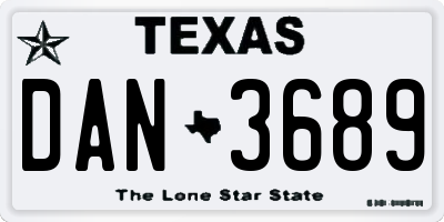 TX license plate DAN3689