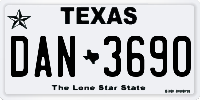 TX license plate DAN3690