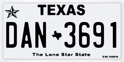 TX license plate DAN3691