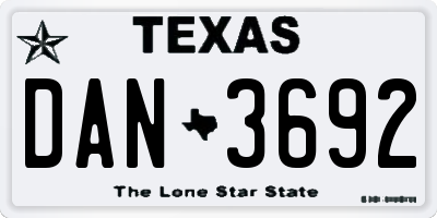 TX license plate DAN3692