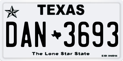 TX license plate DAN3693