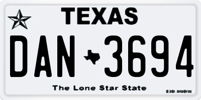 TX license plate DAN3694
