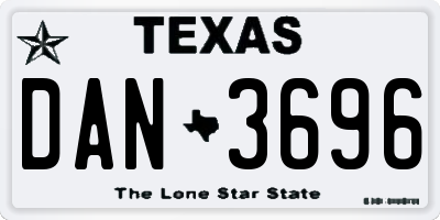TX license plate DAN3696