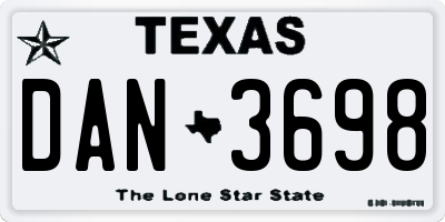 TX license plate DAN3698